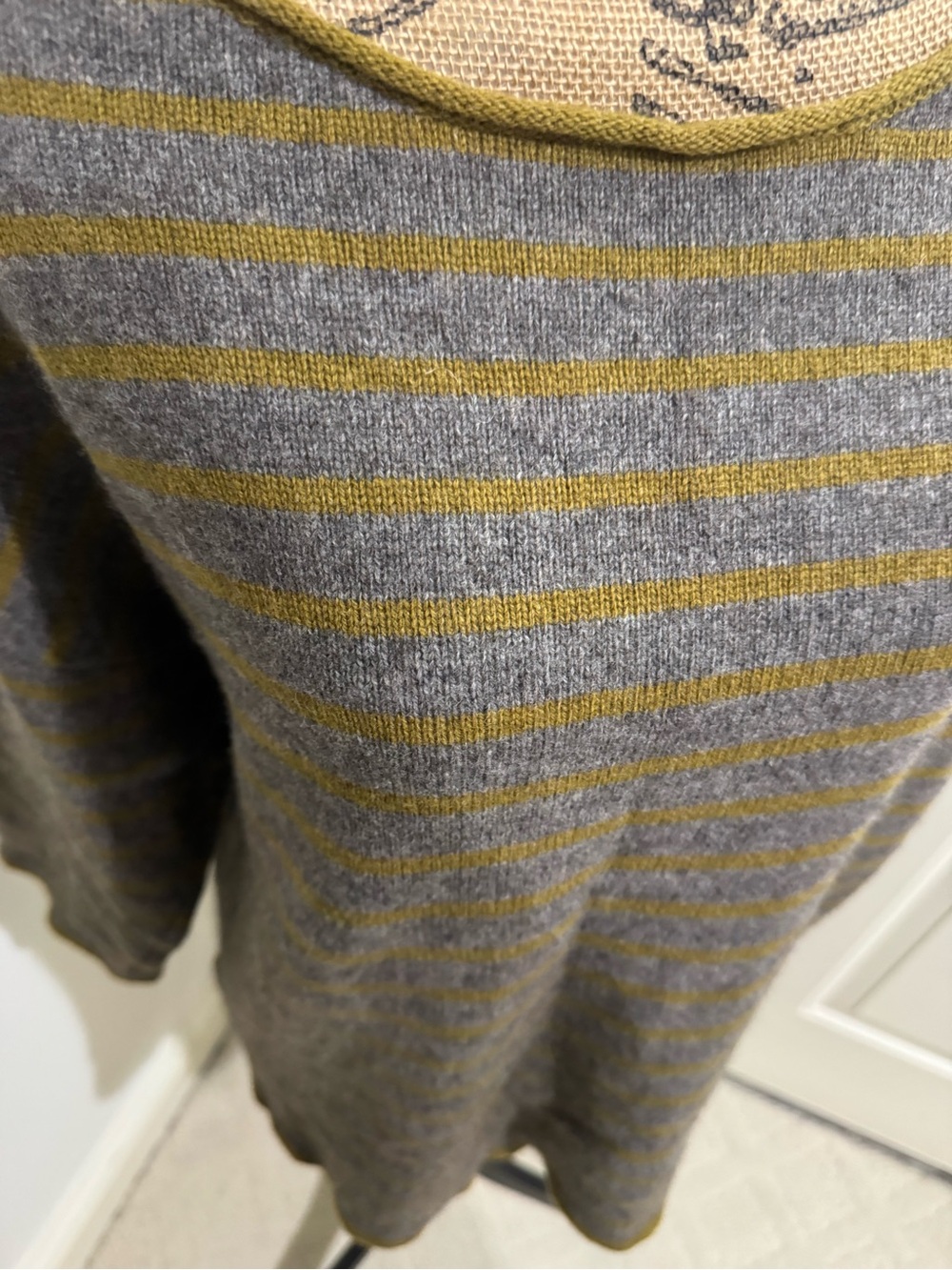 Eileen Fisher Gray and Mustard Striped Scoop-Neck yak & wool Sweater size L - Picture 4 of 12